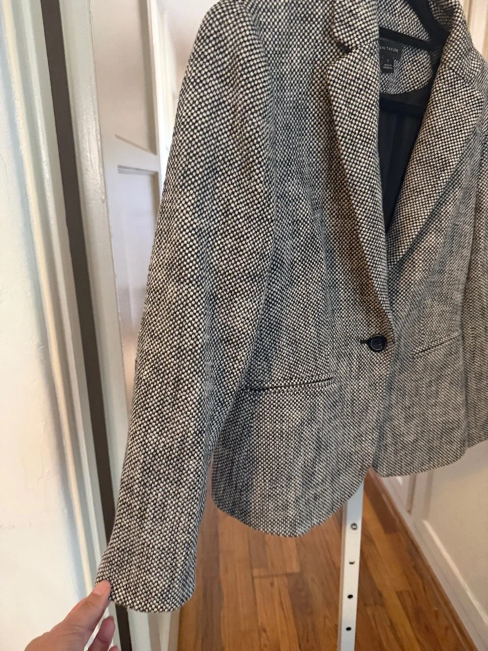 Ann Taylor Black and White Tweed Blazer